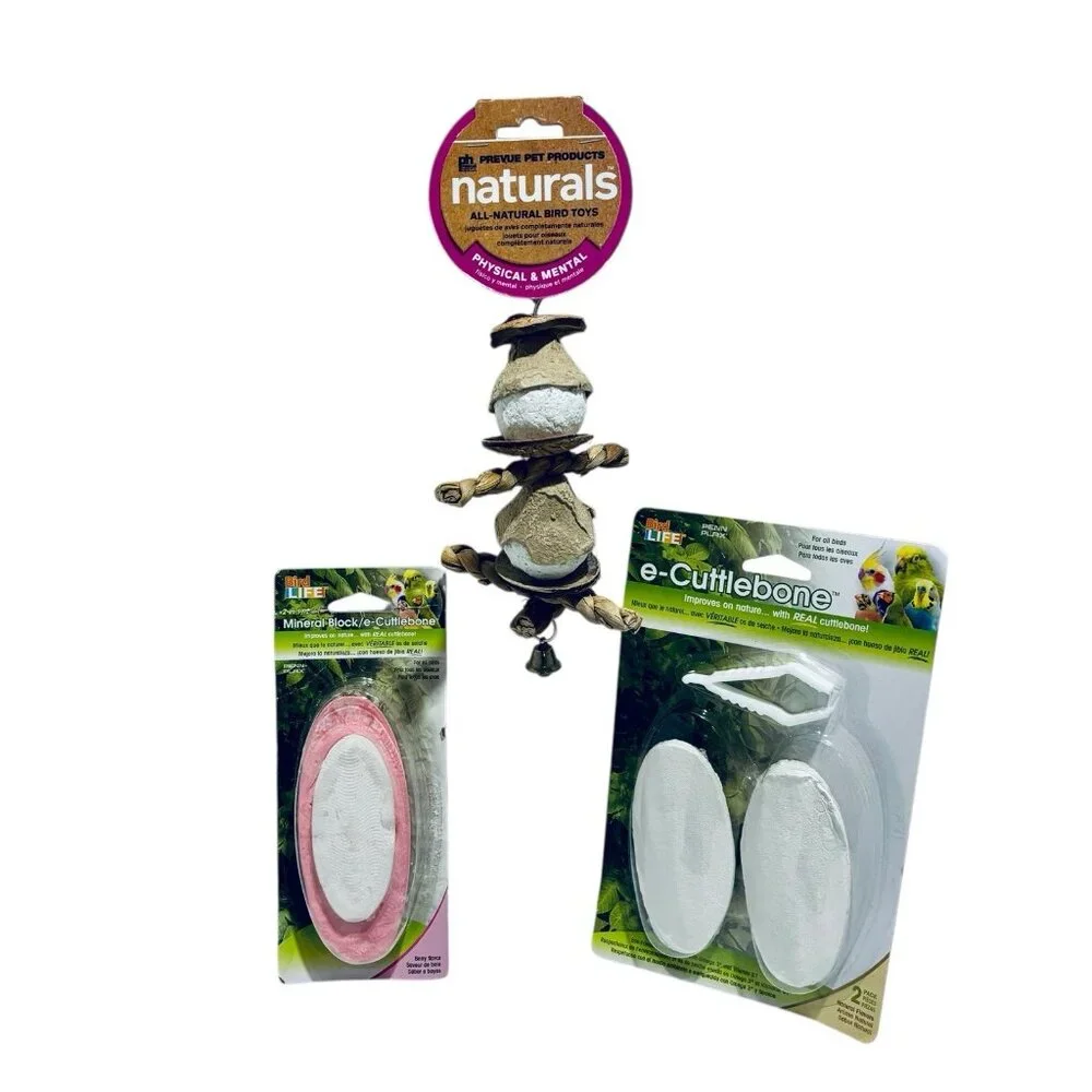 Prevue Pet Naturals Clown Bird Toy Penn-Plax Bird Life Natural e-Cuttlebones NEW